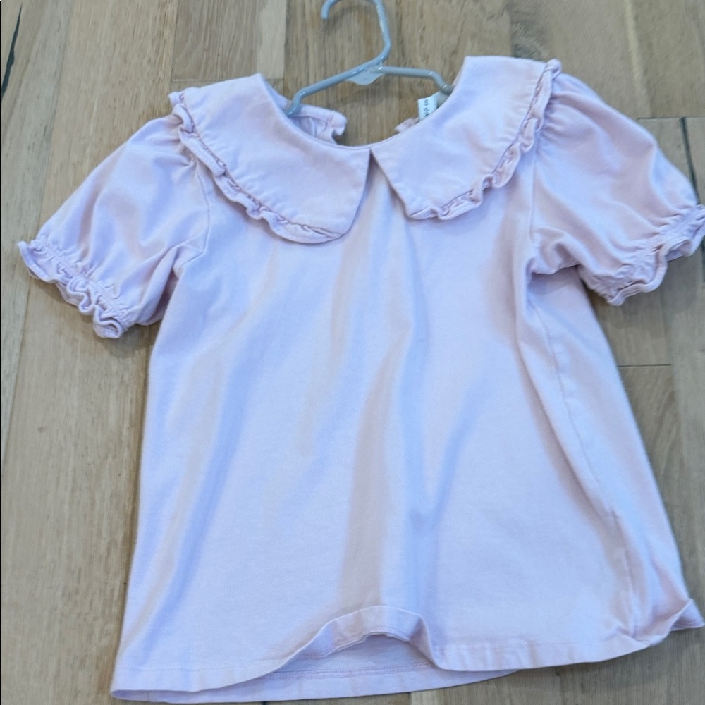 Janie and Jack Light Pink Ruffle Collar Short Sleeve Top